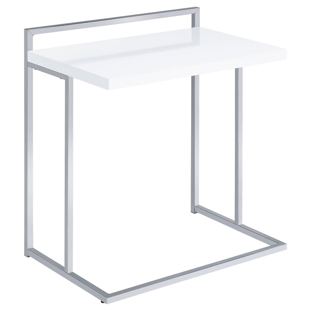 White High Gloss and Chrome Snack Table. Picture 1