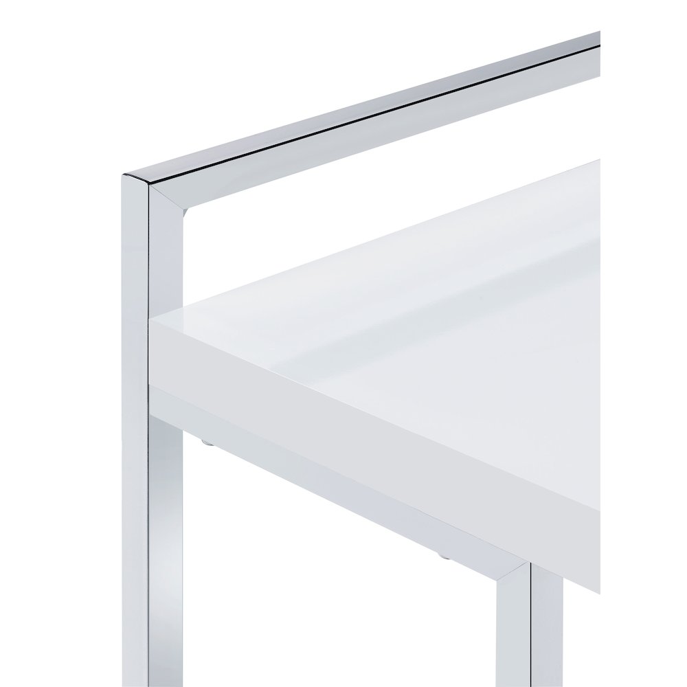 White High Gloss and Chrome Snack Table. Picture 6
