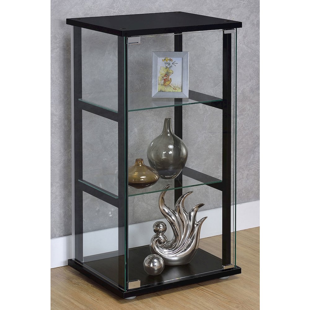 Black Glass 3-shelf Curio Cabinet. Picture 2