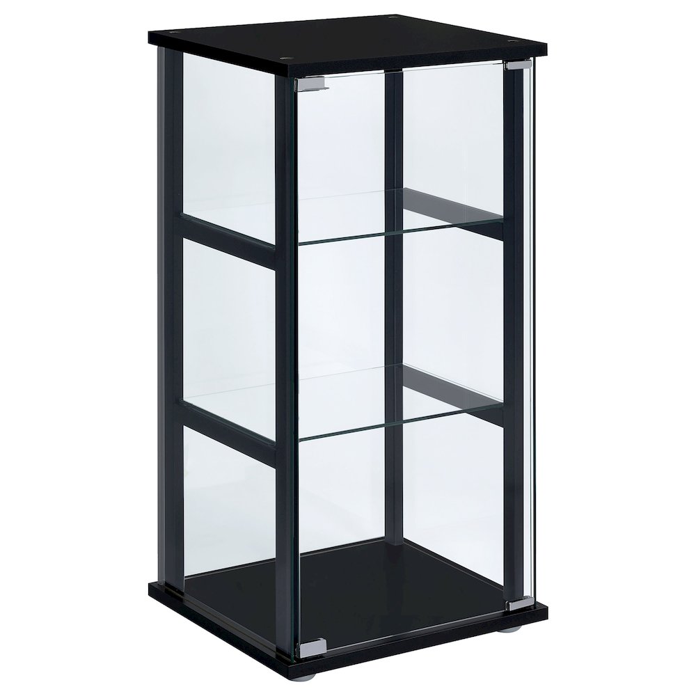 Black Glass 3-shelf Curio Cabinet. Picture 1