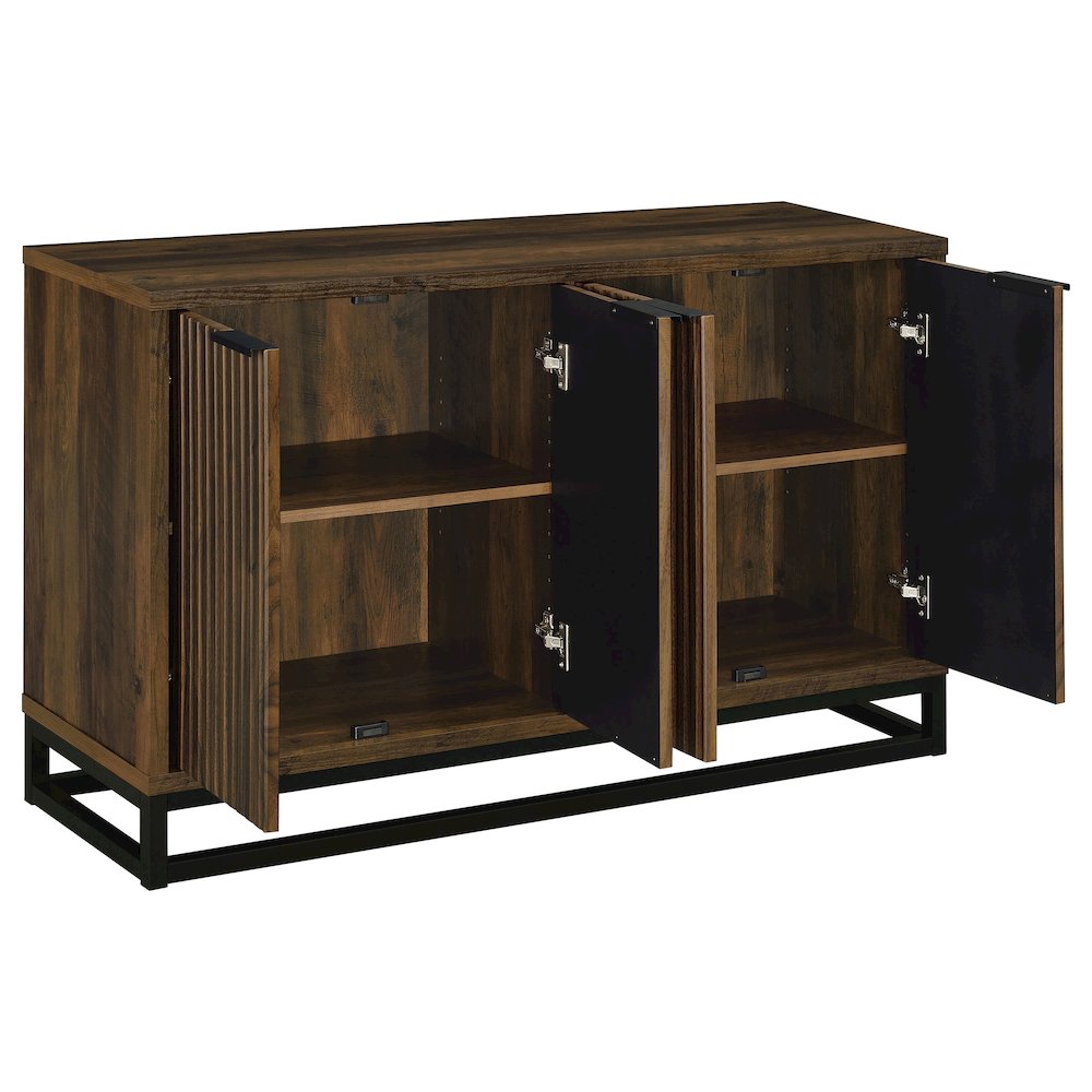 Dark Pine and Black 4-Door Accent Cabinet. Picture 3