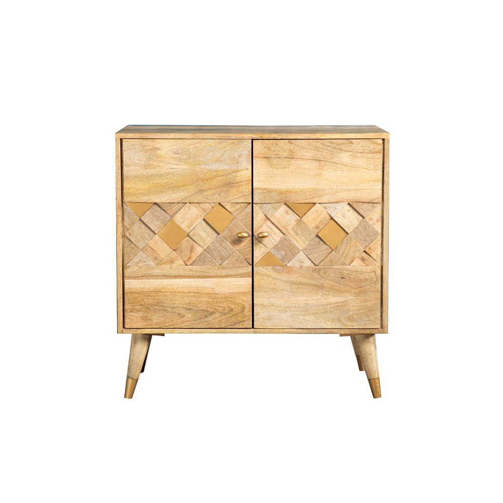 Natural Checkered Pattern 2-door Accent Cabinet. Picture 1