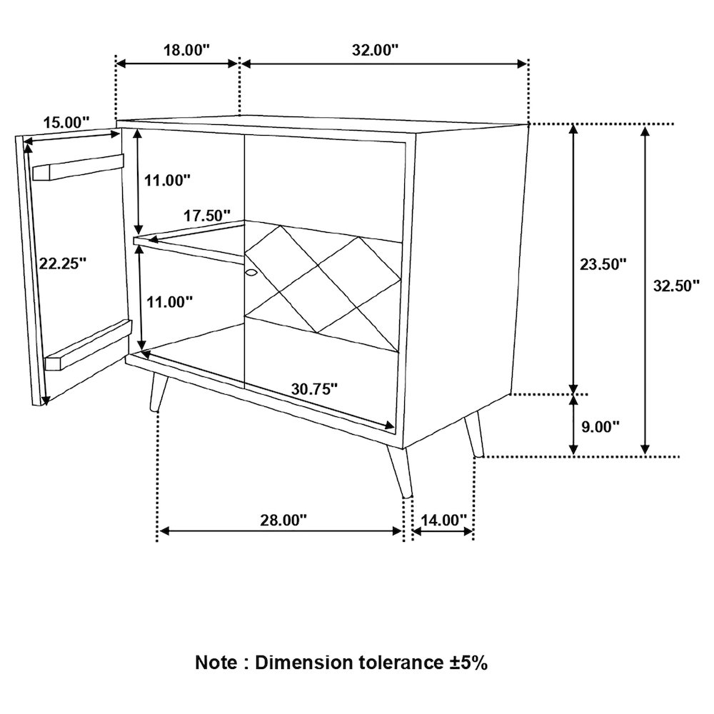 Natural Checkered Pattern 2-door Accent Cabinet. Picture 6