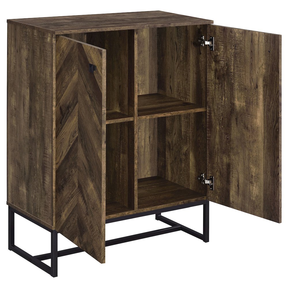 Rustic Oak and Gunmetal 4-Shelf Accent Cabinet. Picture 3