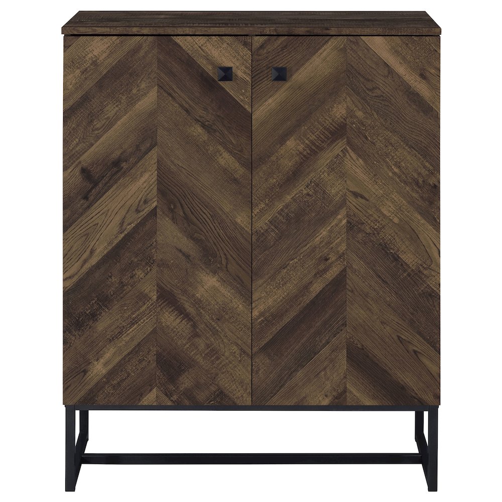 Rustic Oak and Gunmetal 4-Shelf Accent Cabinet. Picture 4