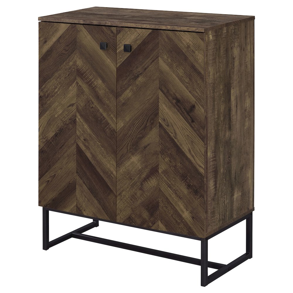 Rustic Oak and Gunmetal 4-Shelf Accent Cabinet. Picture 5