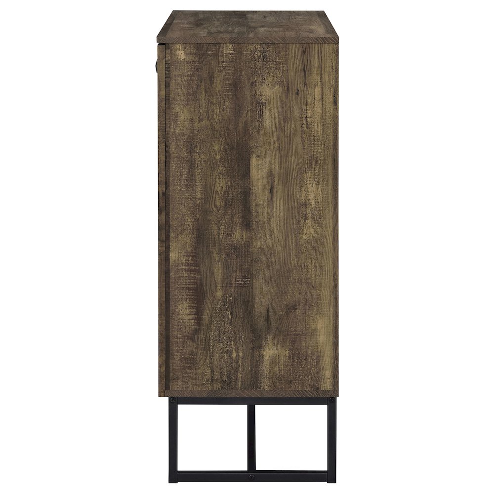 Rustic Oak and Gunmetal 4-Shelf Accent Cabinet. Picture 6