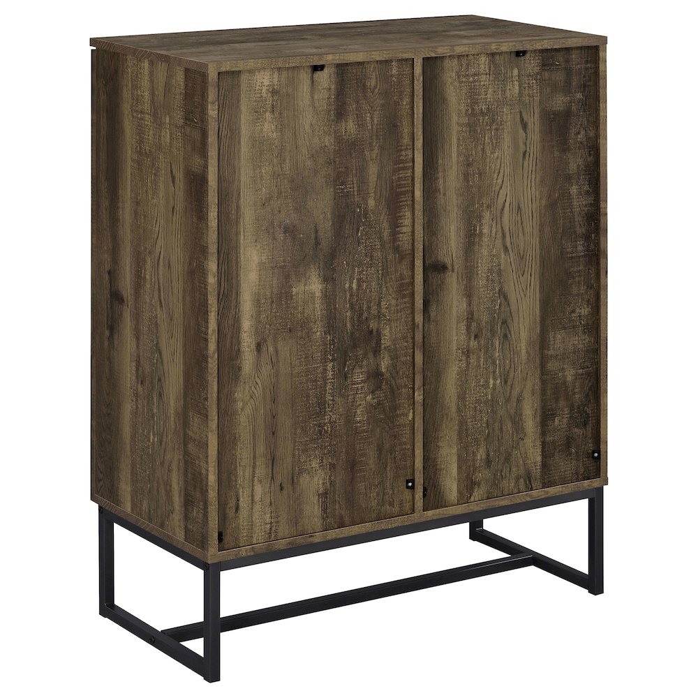Rustic Oak and Gunmetal 4-Shelf Accent Cabinet. Picture 7