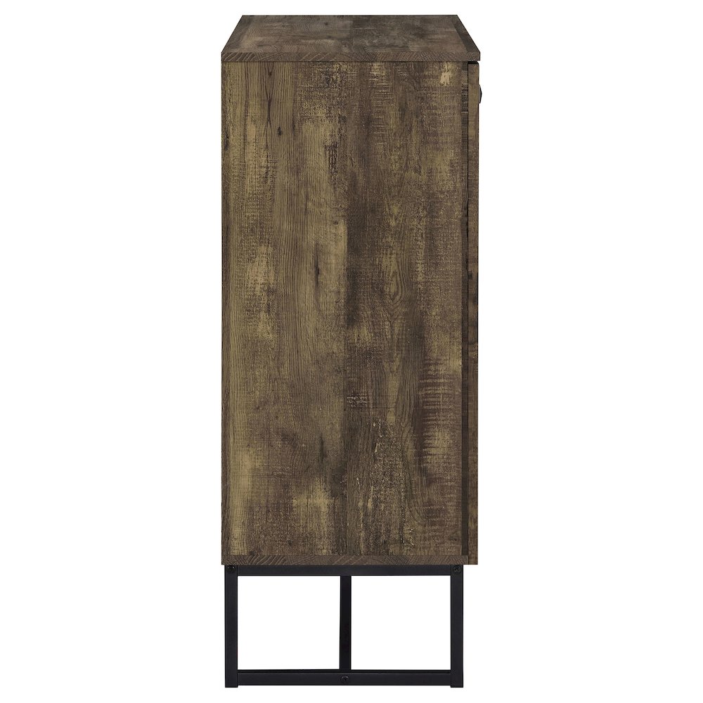 Rustic Oak and Gunmetal 4-Shelf Accent Cabinet. Picture 8