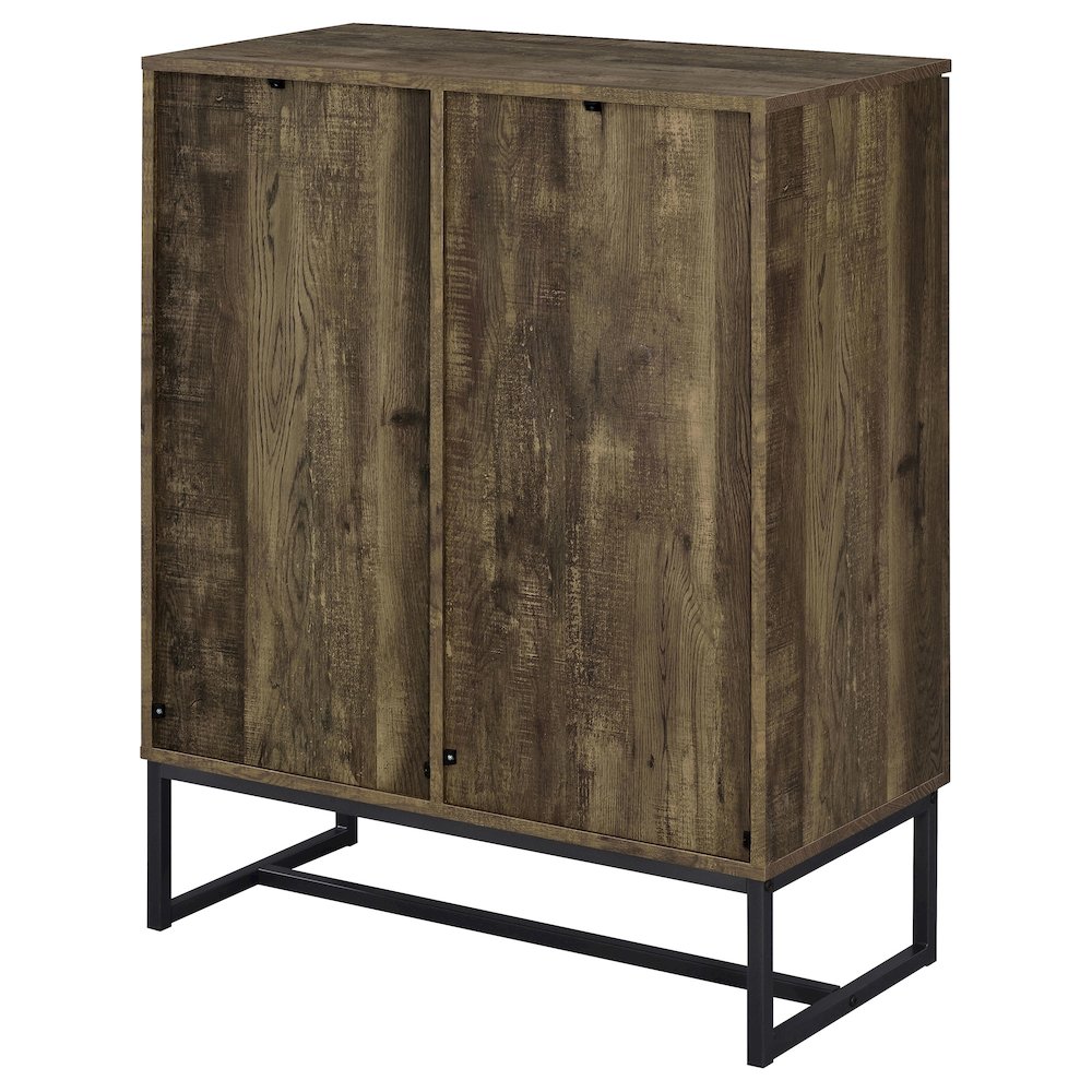 Rustic Oak and Gunmetal 4-Shelf Accent Cabinet. Picture 9