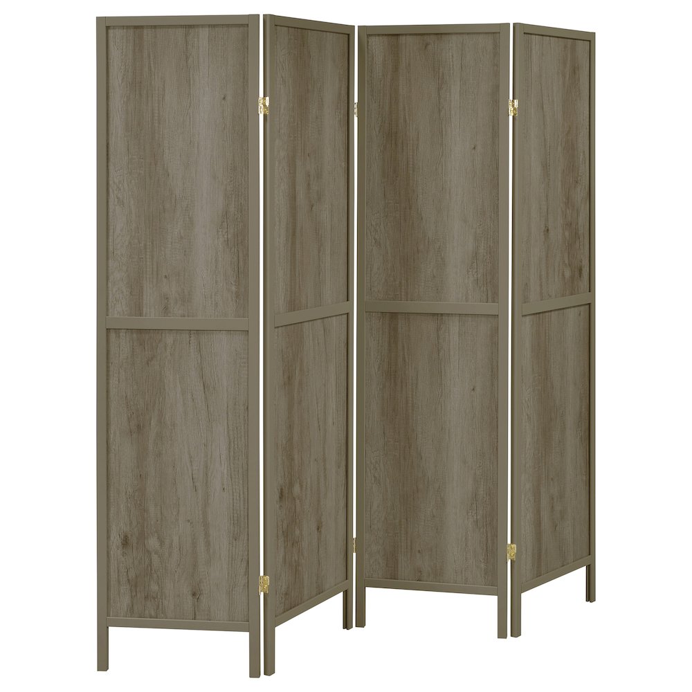 Grey Driftwood and Light Grey 4-panel Folding Screen. Picture 1