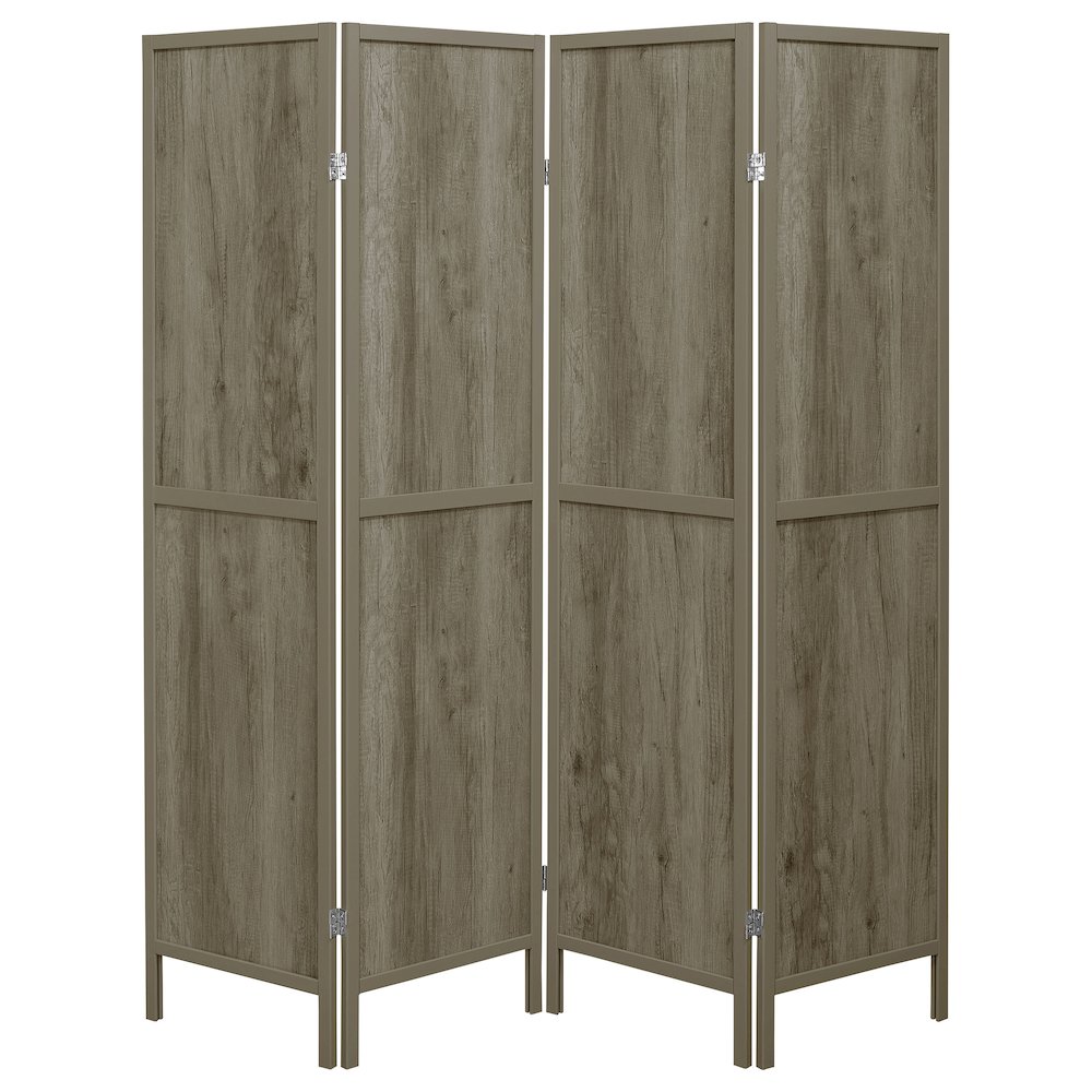 Grey Driftwood and Light Grey 4-panel Folding Screen. Picture 3