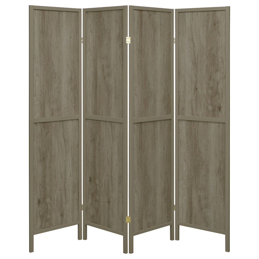 Grey Driftwood and Light Grey 4-panel Folding Screen. Picture 4