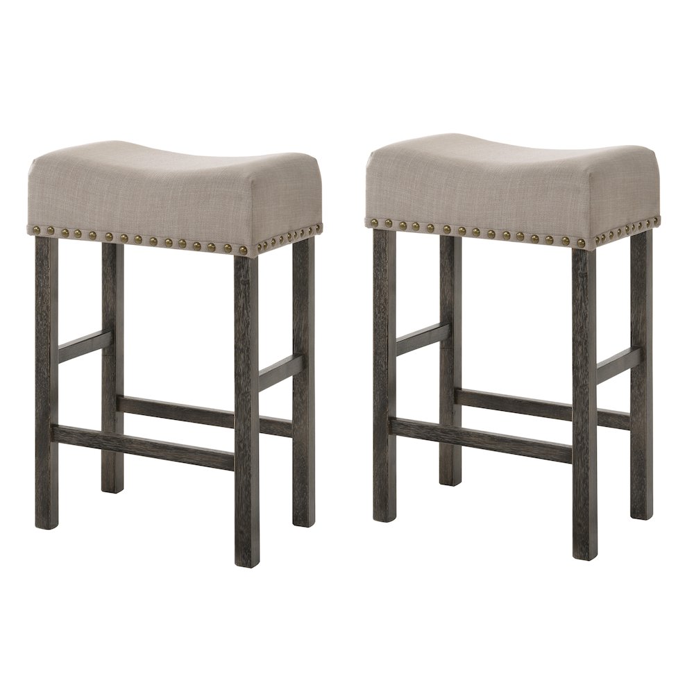 Counter Height Stools (Set of 2) with Nailhead-Trim. Picture 1