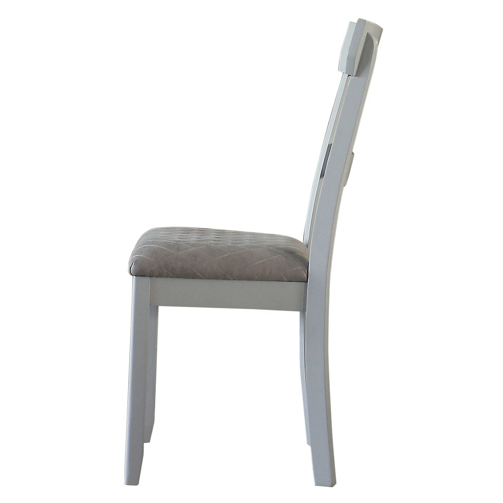 Two Tone Grey and Pearl Grey Ladder Back Side Chairs (Set of 2). Picture 3