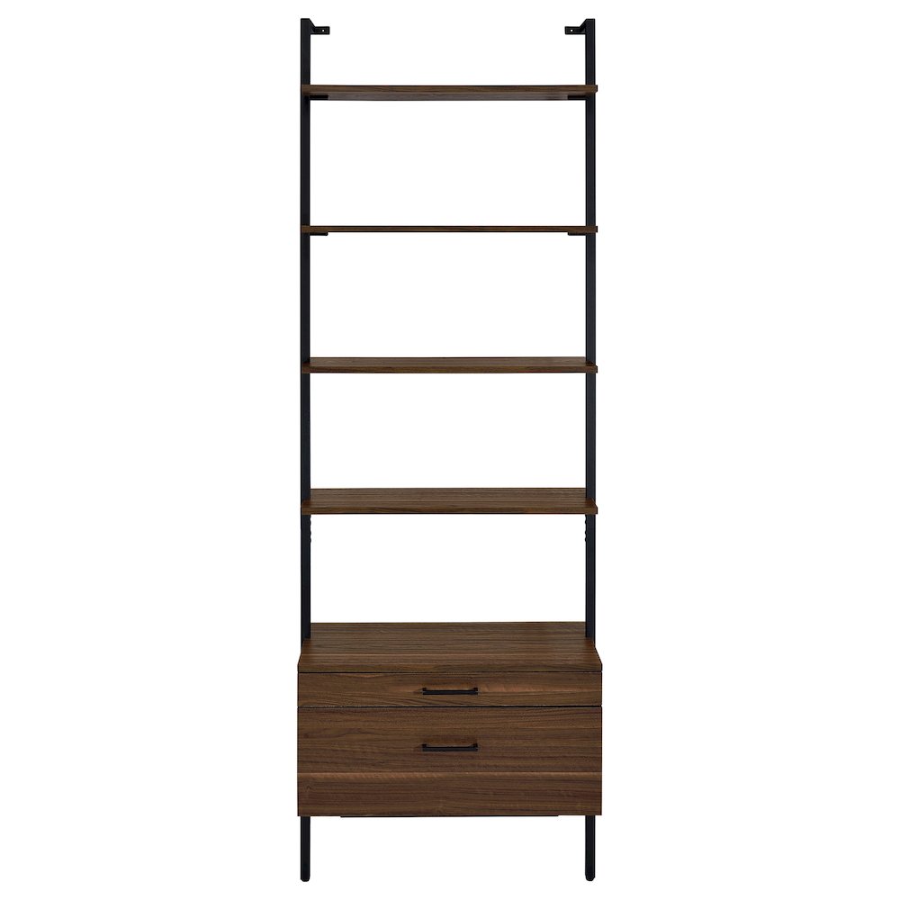 Wendell Walnut 4-shelf Storage Wall Bookshelf. Picture 3