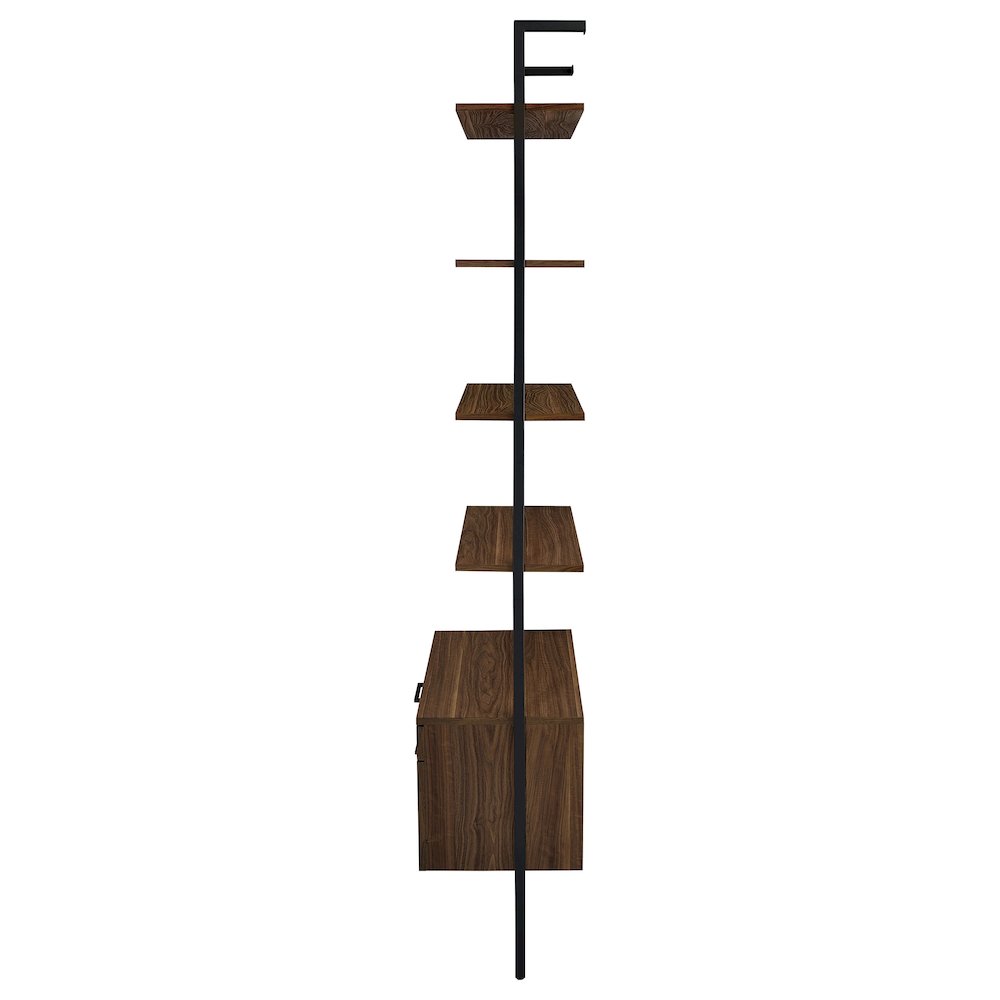 Wendell Walnut 4-shelf Storage Wall Bookshelf. Picture 5
