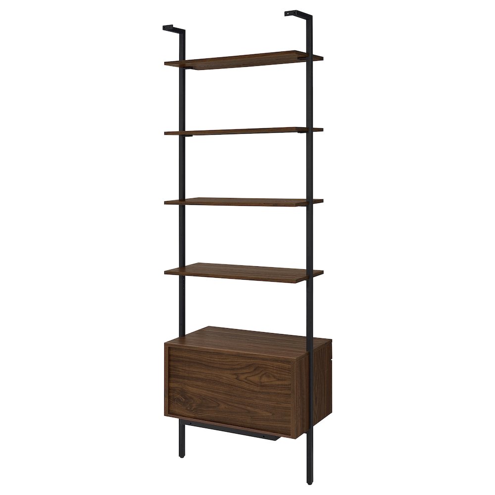 Wendell Walnut 4-shelf Storage Wall Bookshelf. Picture 8