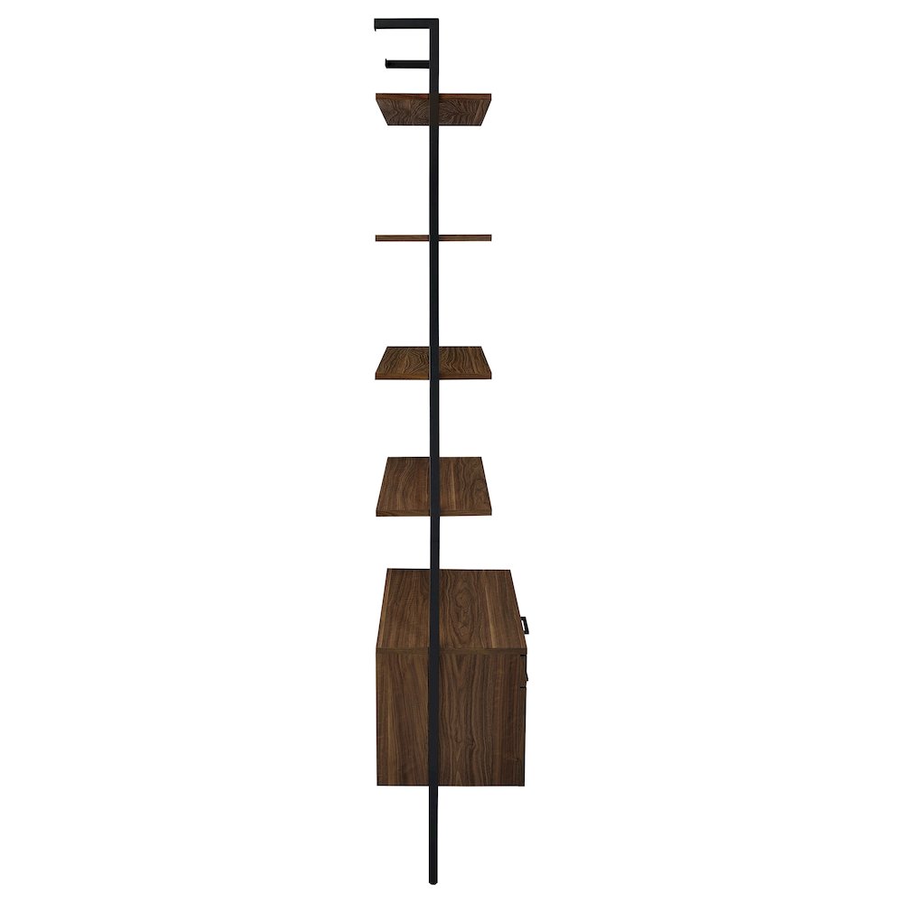 Wendell Walnut 4-shelf Storage Wall Bookshelf. Picture 9