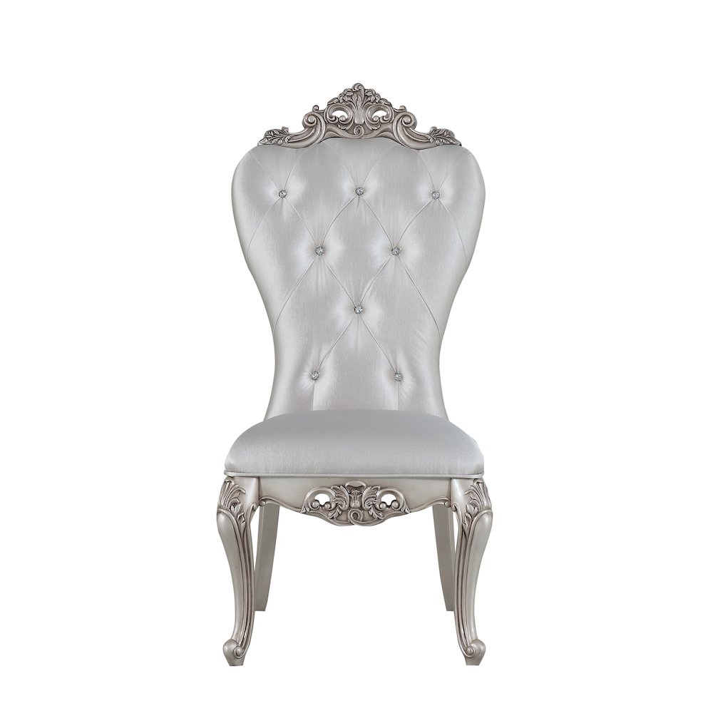 Cream and Golden Ivory Tufted Side Chairs (Set of 2). Picture 2