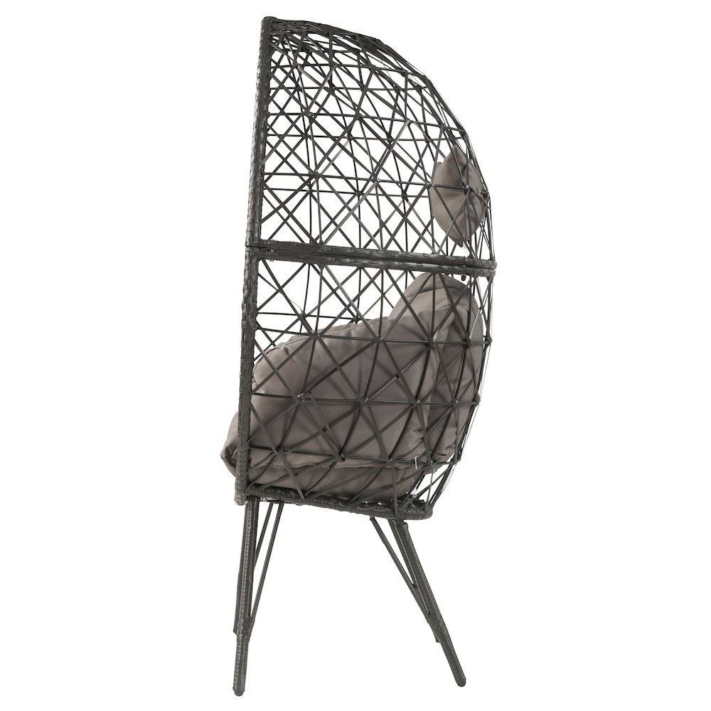 Light Grey and Black Patio Chair with Upholstered Custhion. Picture 3