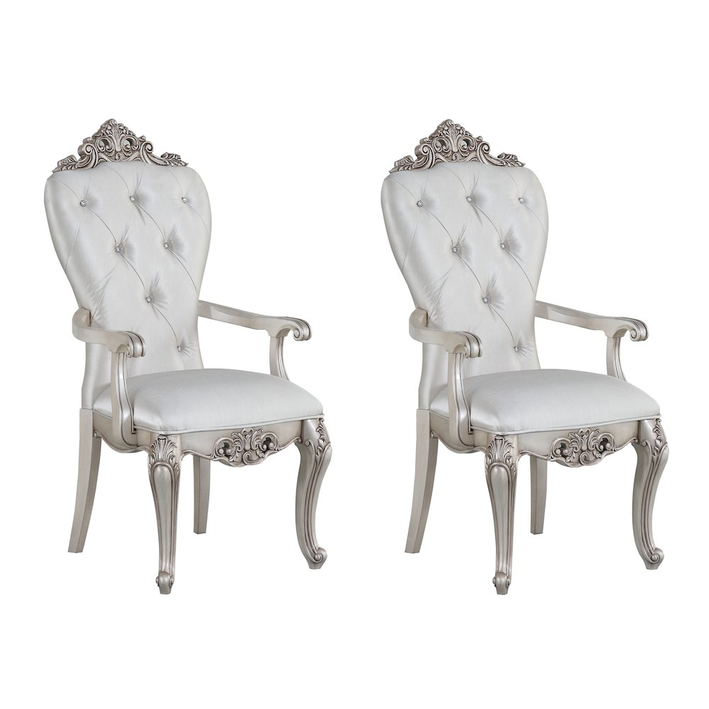 Cream and Golden Ivory Tufted Arm Chairs (Set of 2). Picture 1
