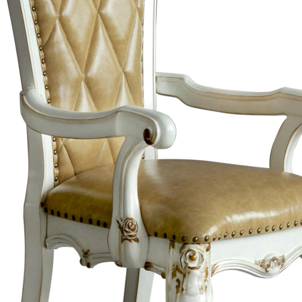 Butterscotch and Antique Pearl Tufted Arm Chairs ( Set of 2). Picture 5