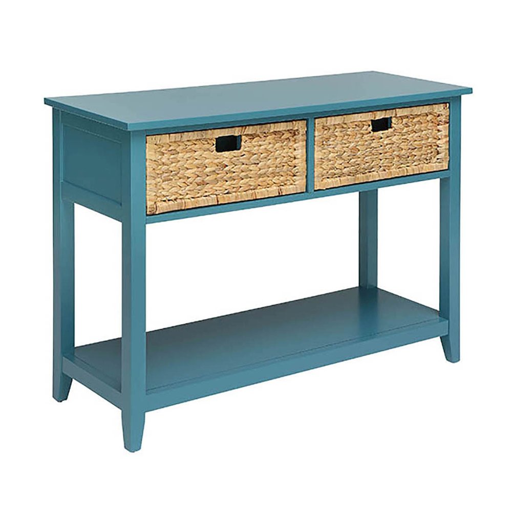 Teal Console Table with Bottom Shelf. Picture 1