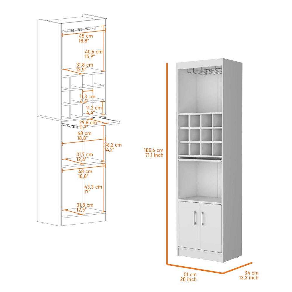 White Bar Cabinet with Wine Storage. Picture 6