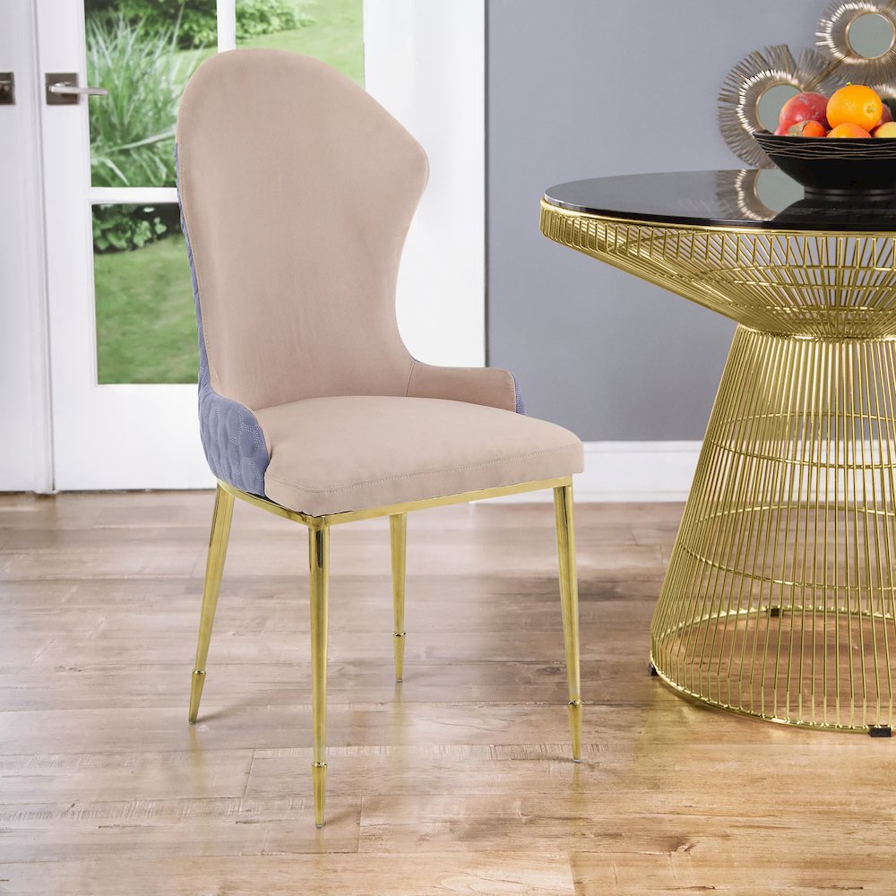 Tan and Gold Sloped Arms Dining Chairs (Set of 2). Picture 5