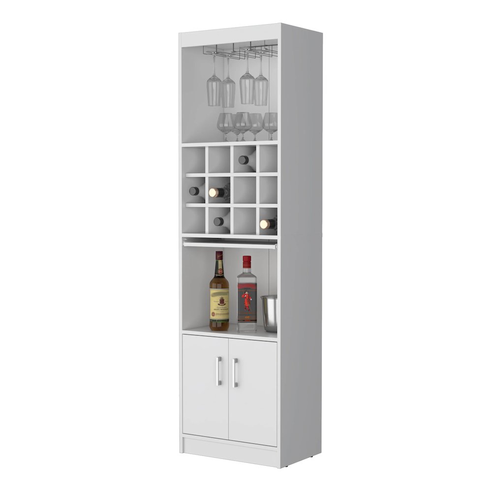 White Bar Cabinet with Wine Storage. Picture 1