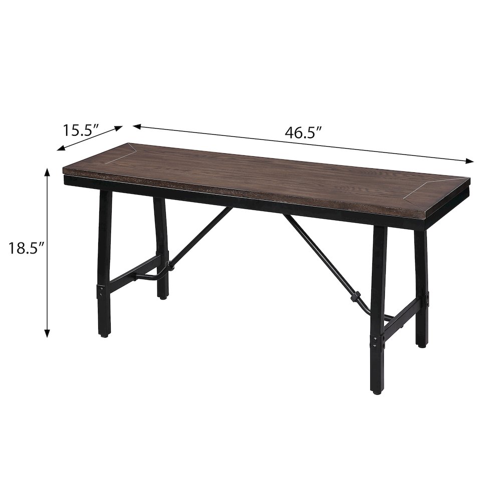 Oak and Black Rectangle Bench. Picture 5