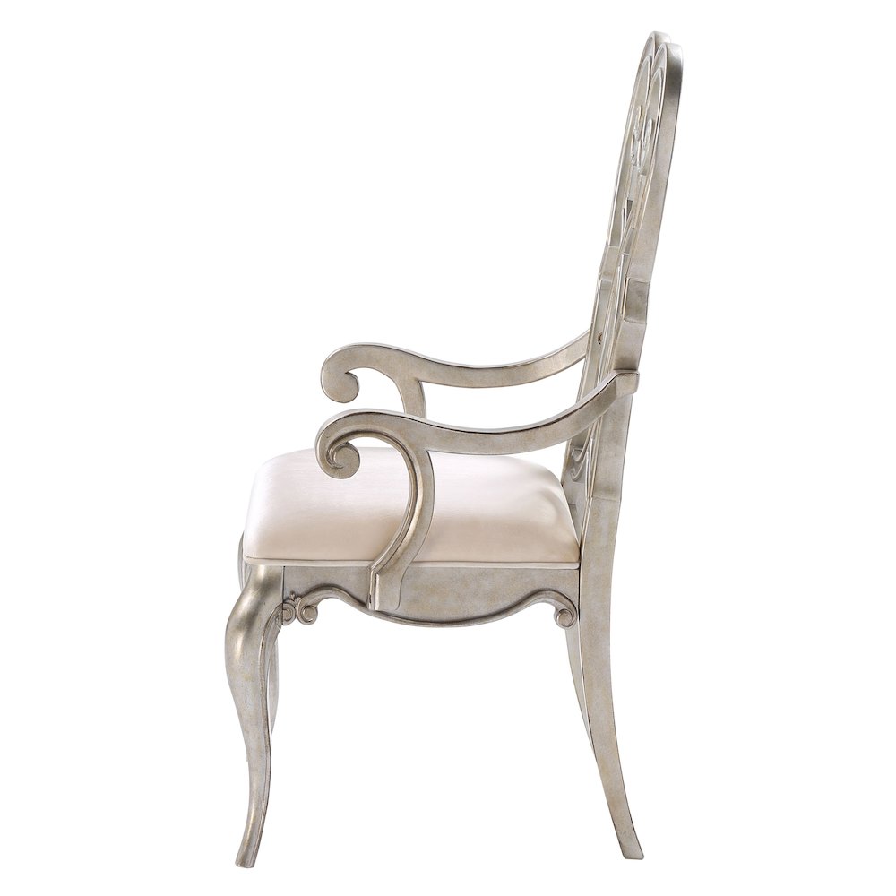 Ivory and Antique Champagne Arm Chairs (Set of 2). Picture 3