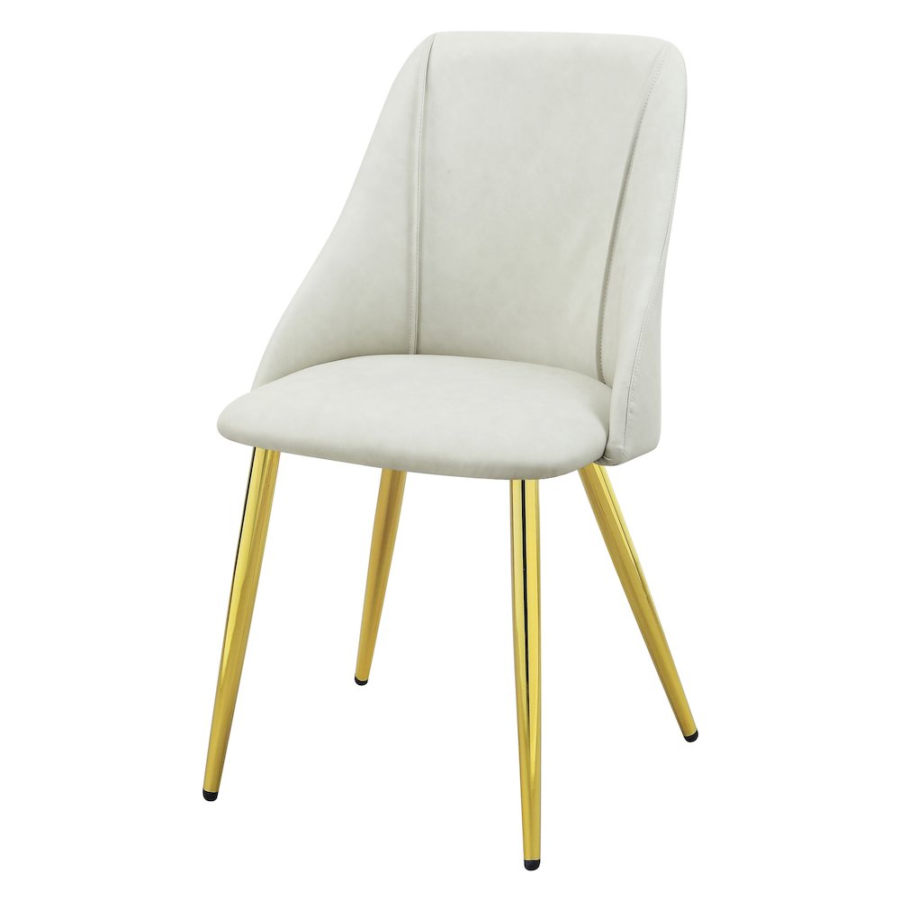 White and Gold Tight Back Side Chairs (Set of 2). Picture 1