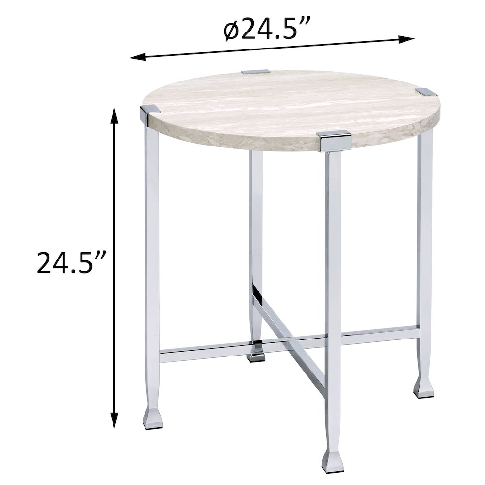 White Oak and Chrome End Table with X Shape Base. Picture 5