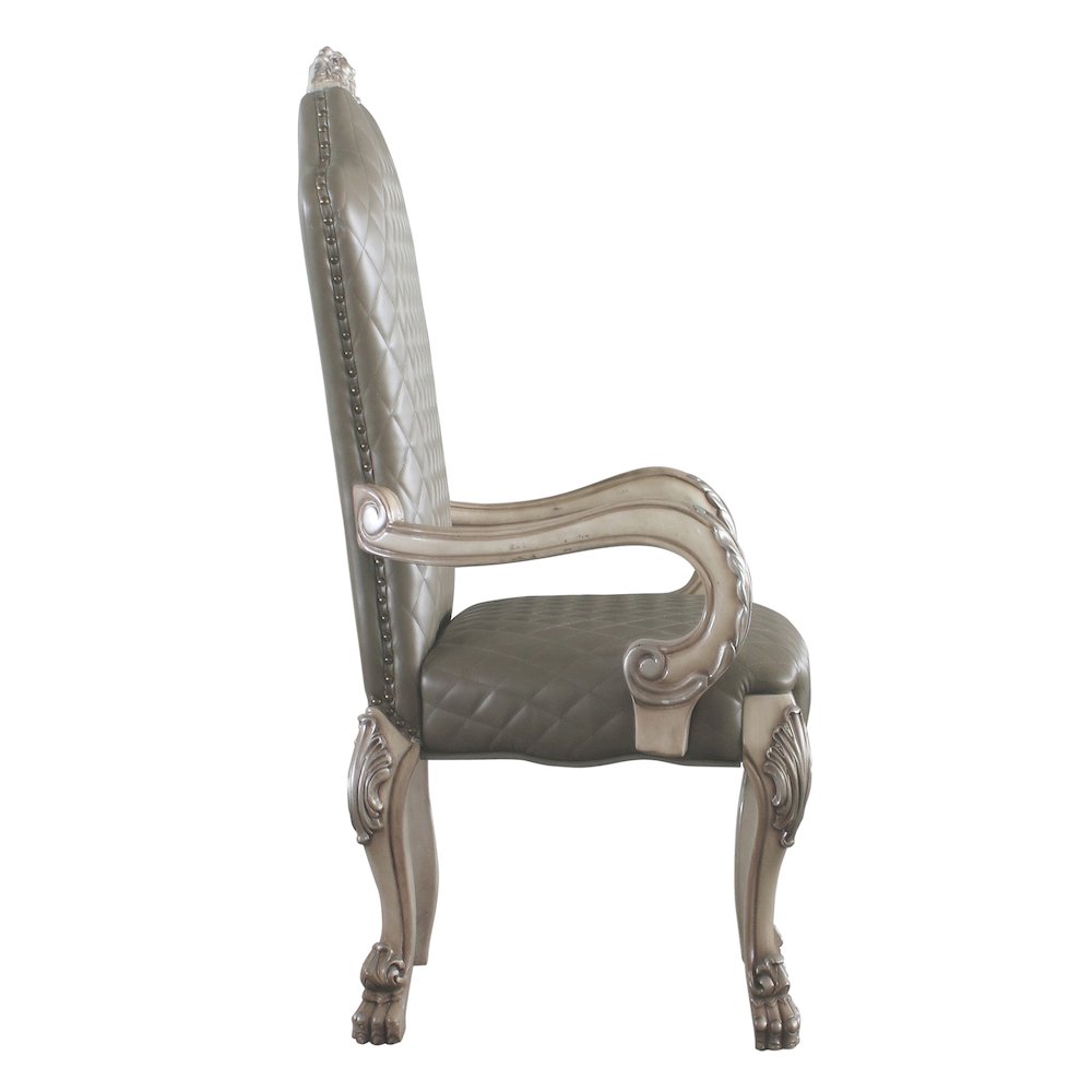 Grey and Vintage Bone White Arm Chairs (Set of 2). Picture 3