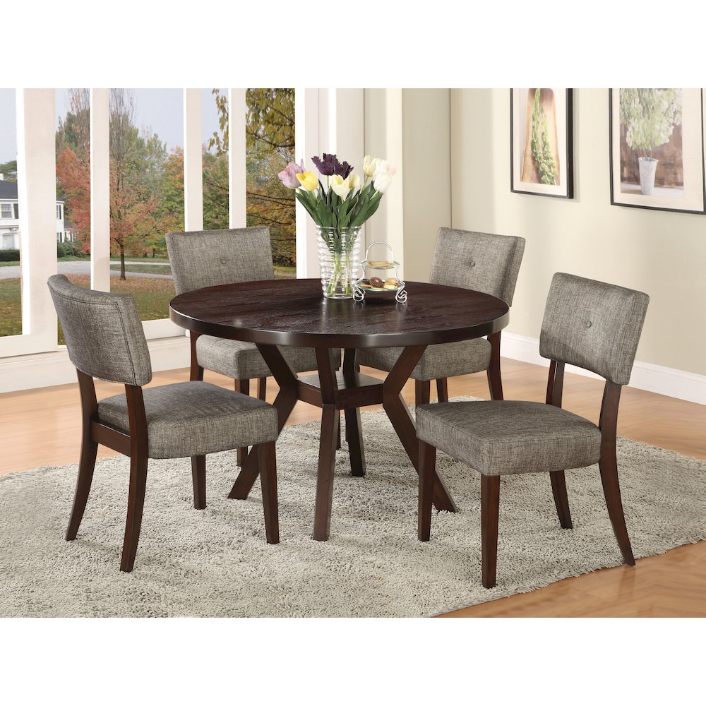 Dark Grey and Espresso Upholstered Back Side Chairs (Set of 2). Picture 5