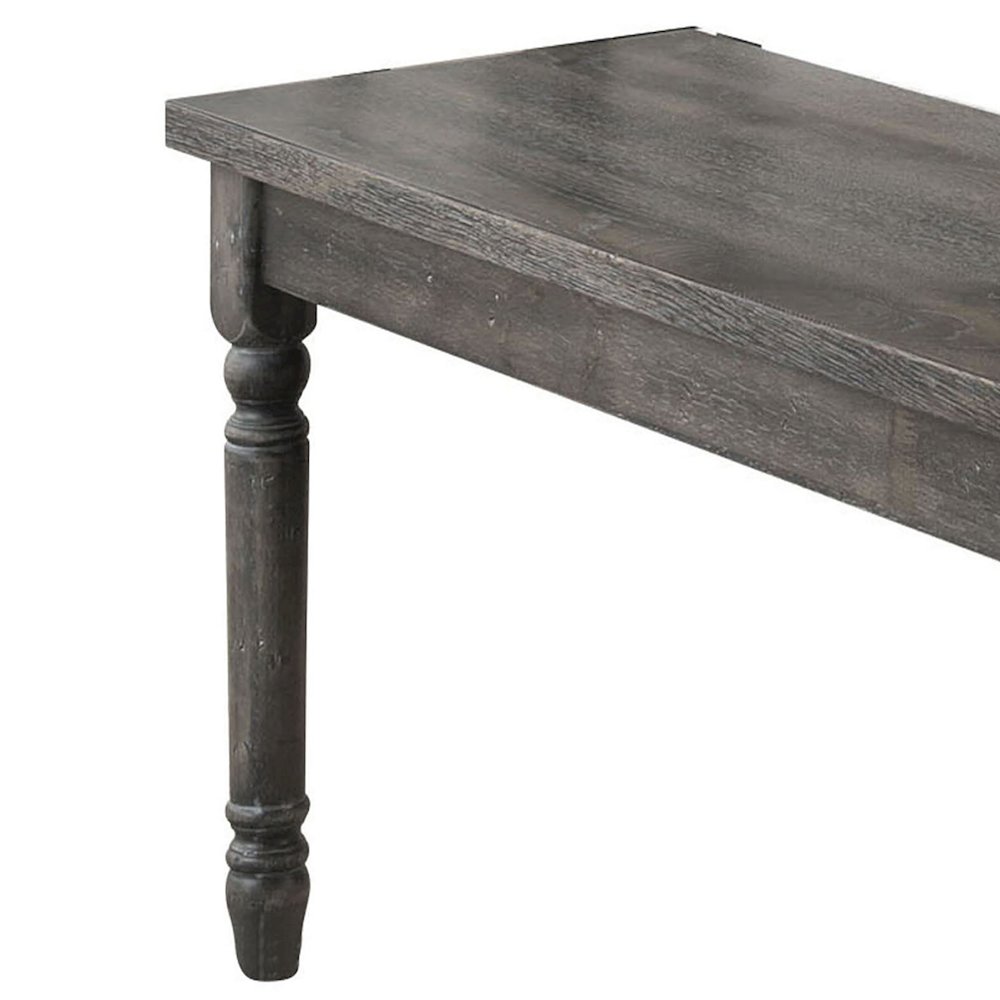 Weathered Grey Dining Bench with Turned Legs. Picture 5