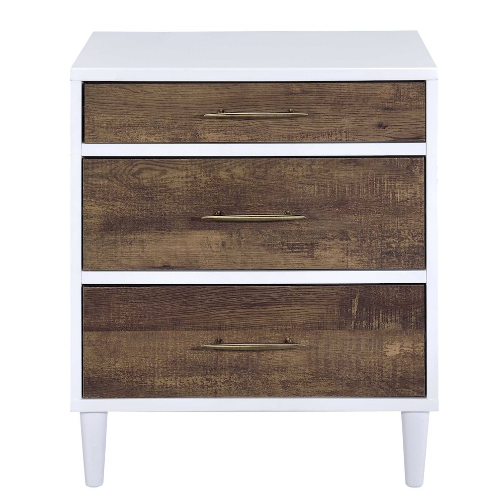 White and Weathered Oak 3-drawer Accent Table. Picture 2