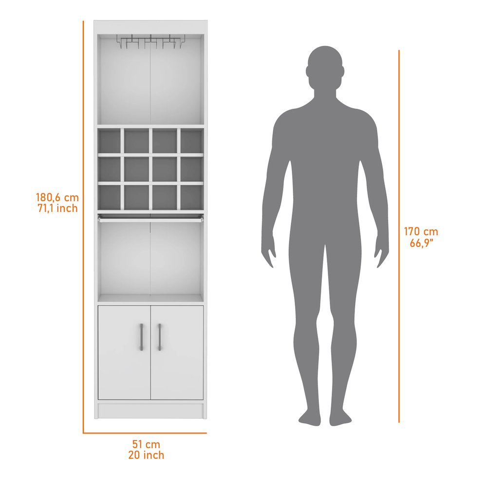 White Bar Cabinet with Wine Storage. Picture 7