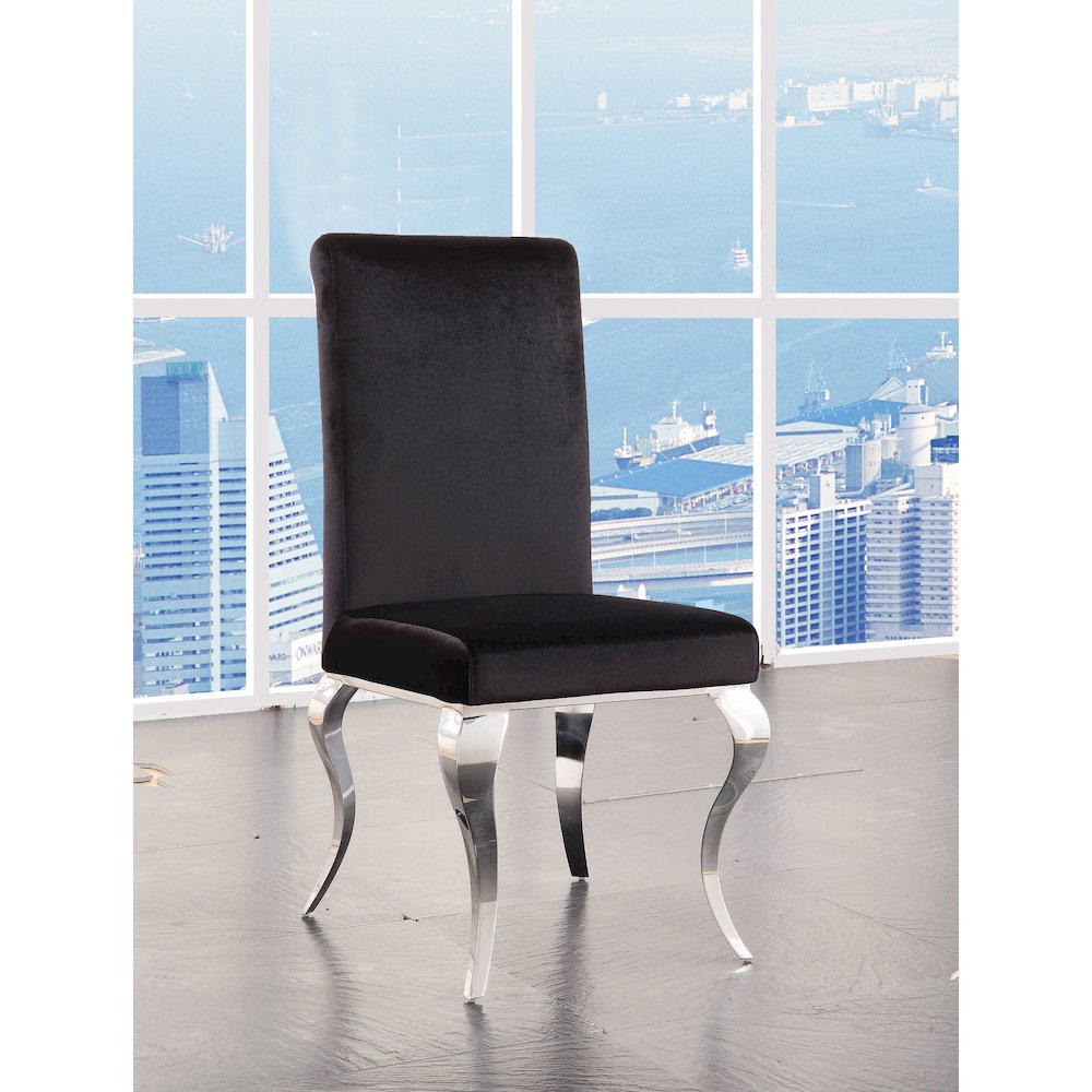 Black and Chrome Tight Back Side Chairs (Set of 2). Picture 5