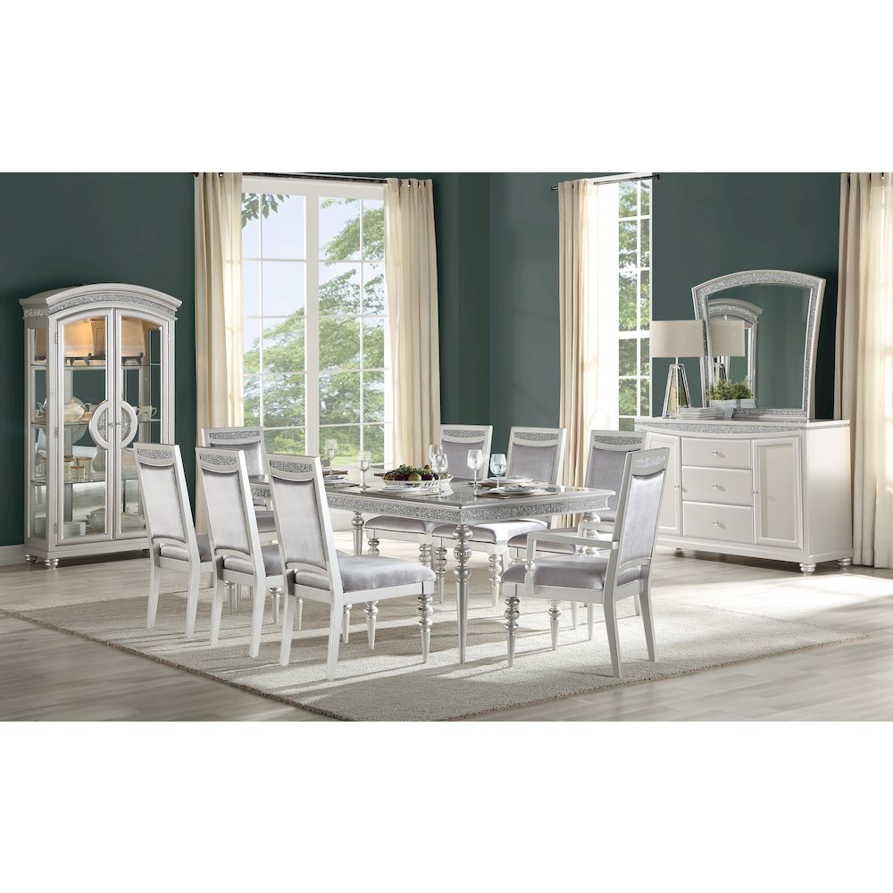 Grey and Platinum Upholstered Arm Chairs (Set of 2). Picture 5