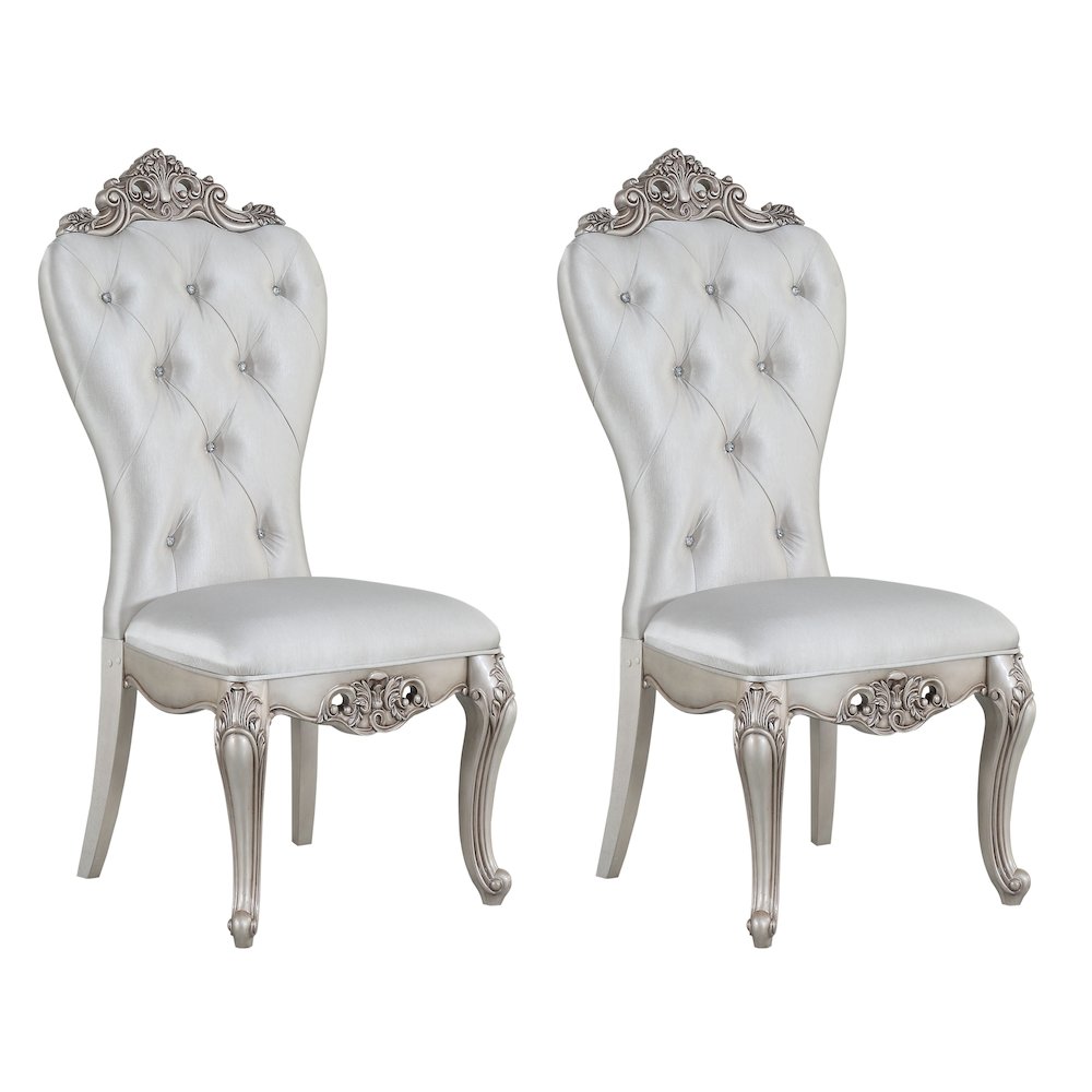 Cream and Golden Ivory Tufted Side Chairs (Set of 2). Picture 1