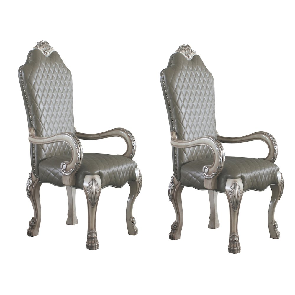 Grey and Vintage Bone White Arm Chairs (Set of 2). Picture 1