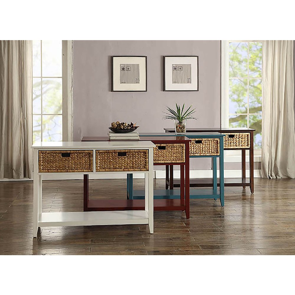 Teal Console Table with Bottom Shelf. Picture 4