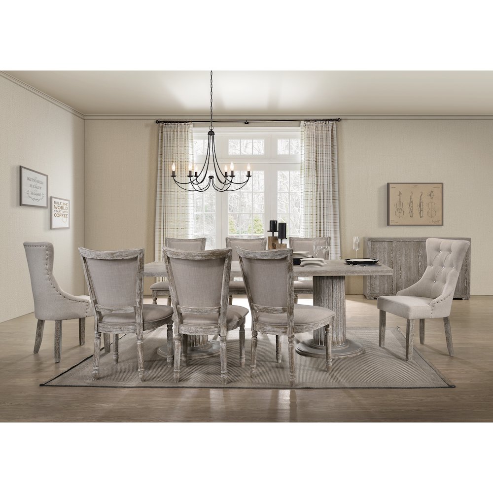 Beige and Reclaimed Grey Tufted Back Side Chairs (Set of 2). Picture 5