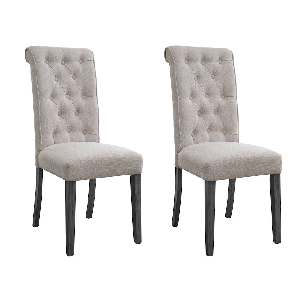 Beige and Grey Tufted Back Side Chairs (Set of 2). Picture 1