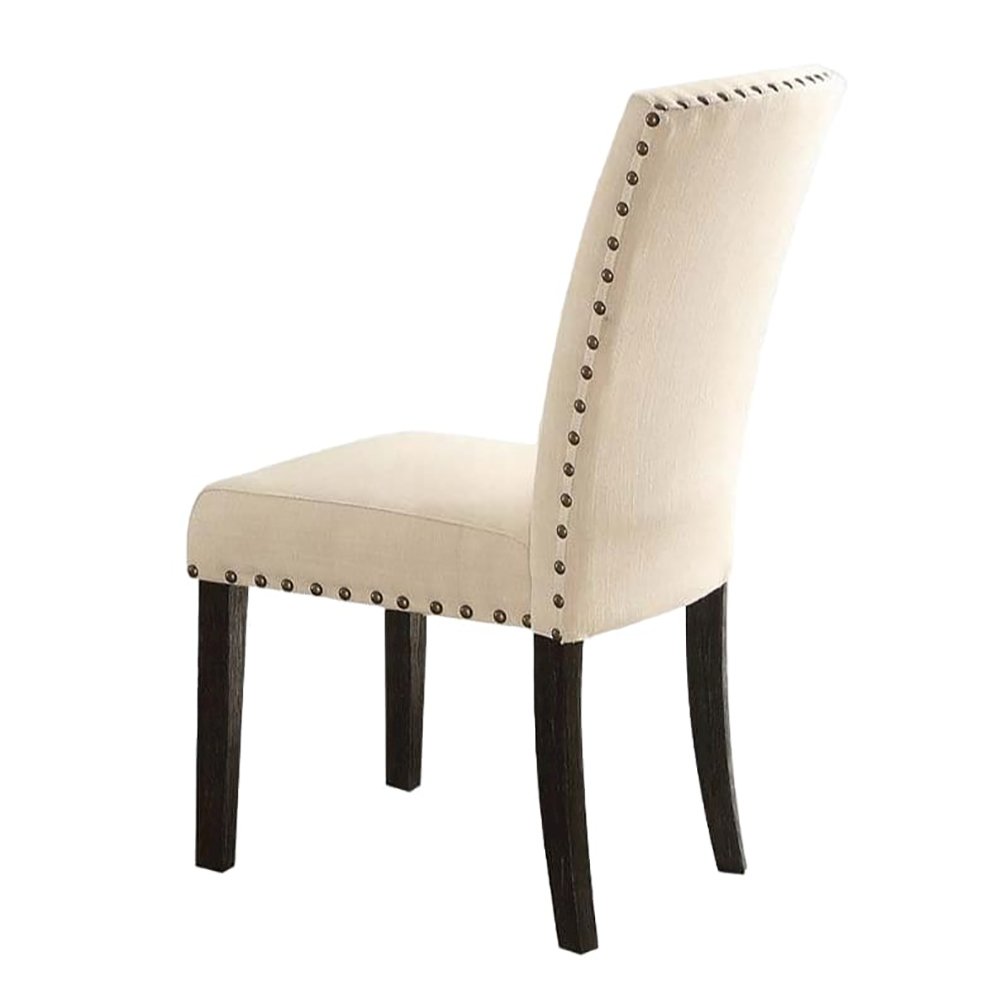 Beige and Salvage Dark Oak Upholstery Side Chair (Set of 2). Picture 4