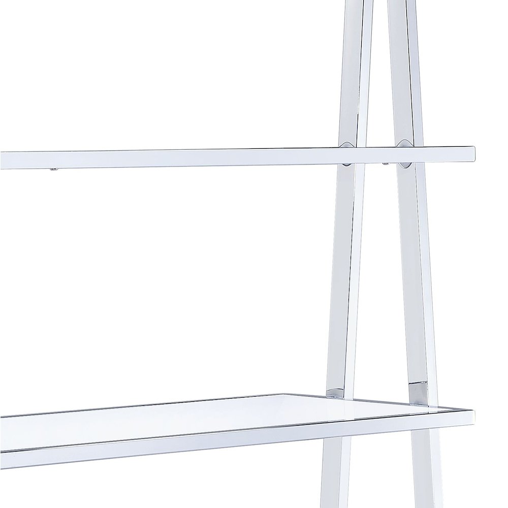 White High Gloss and Chrome 6-shelf Bookcase. Picture 4