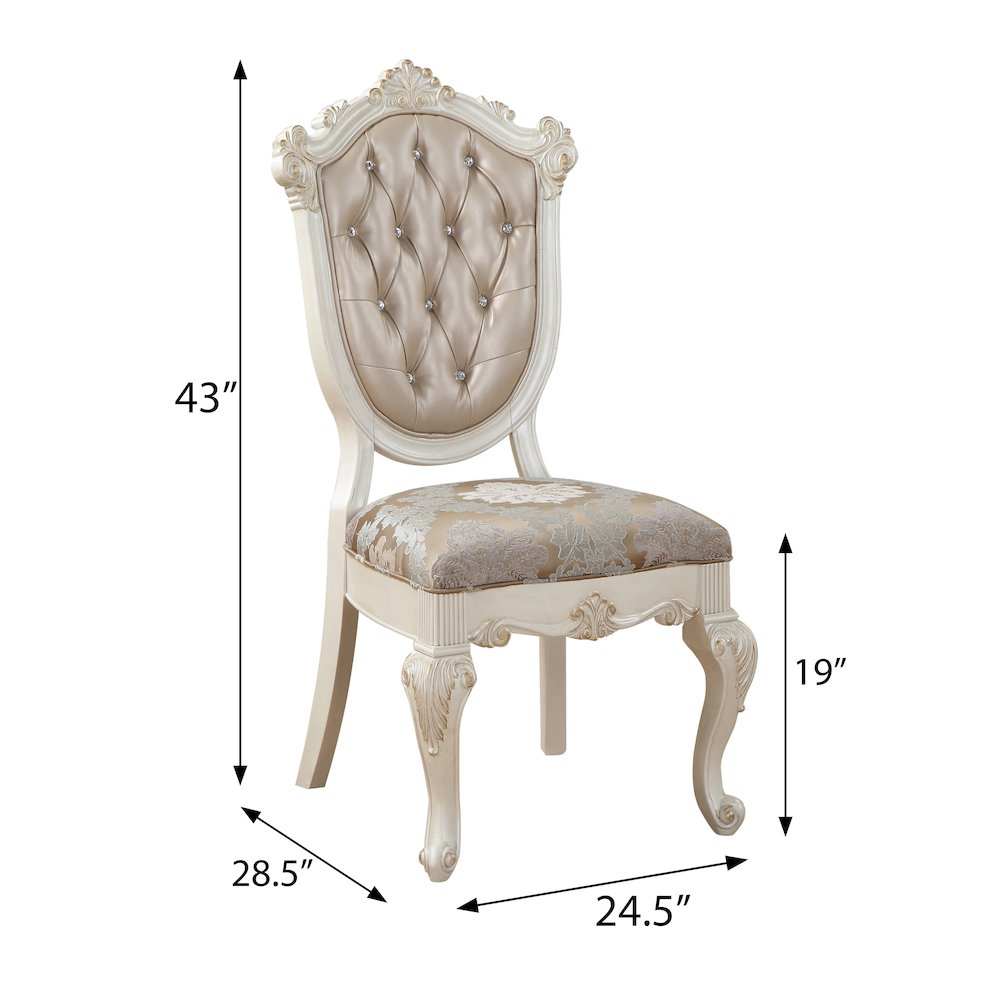 Rose Gold and Pearl White Tufted Back Side Chairs (Set of 2). Picture 4